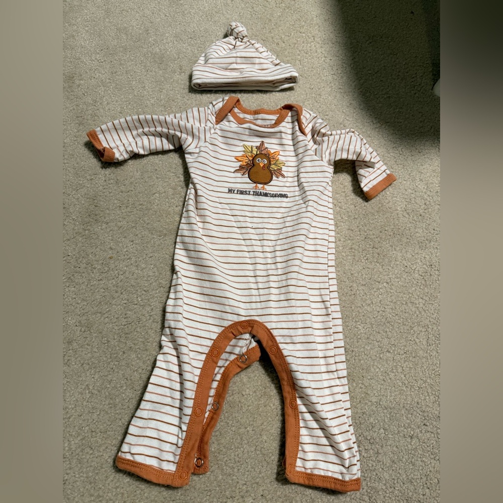 Chick Pea Brown and White Striped Turkey Baby Footie